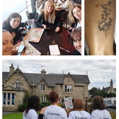 Mis primeras lectoras y amigas: las Bookladies. Organizando el viaje, nuestro tatu juntas y presentando "Merezco un highlander" en Escocia.